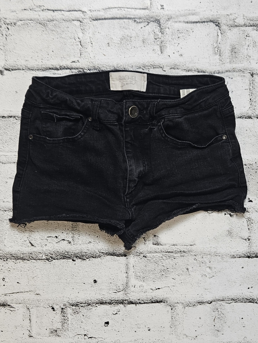 Rachel Roy Denim Black Cutoff Shorts Size 27 Raw Hem Low Rise
